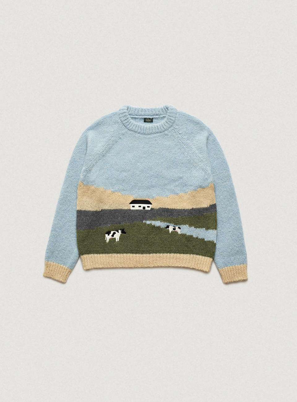 Farm Landscape Intarsia Knit Sweater