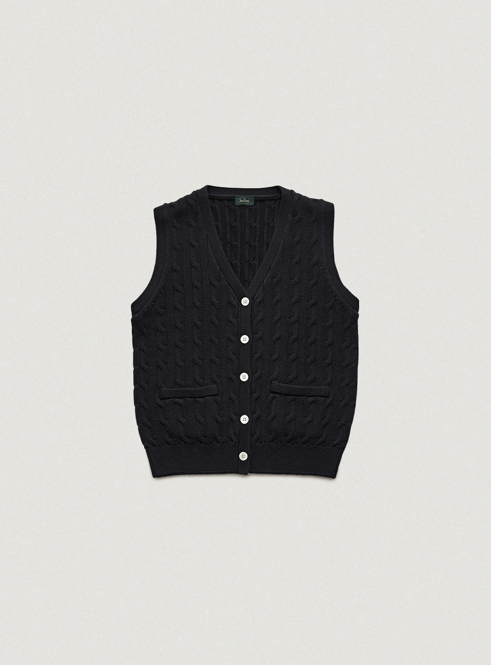 Black Anne Cable Knit Cardigan Vest