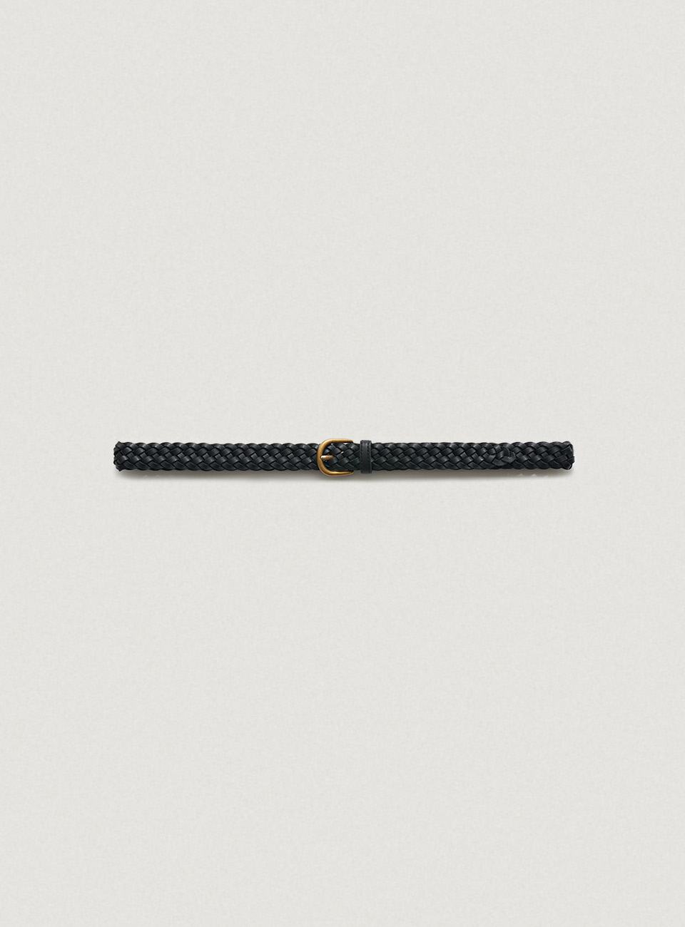Black Slim Leather Twist Belt