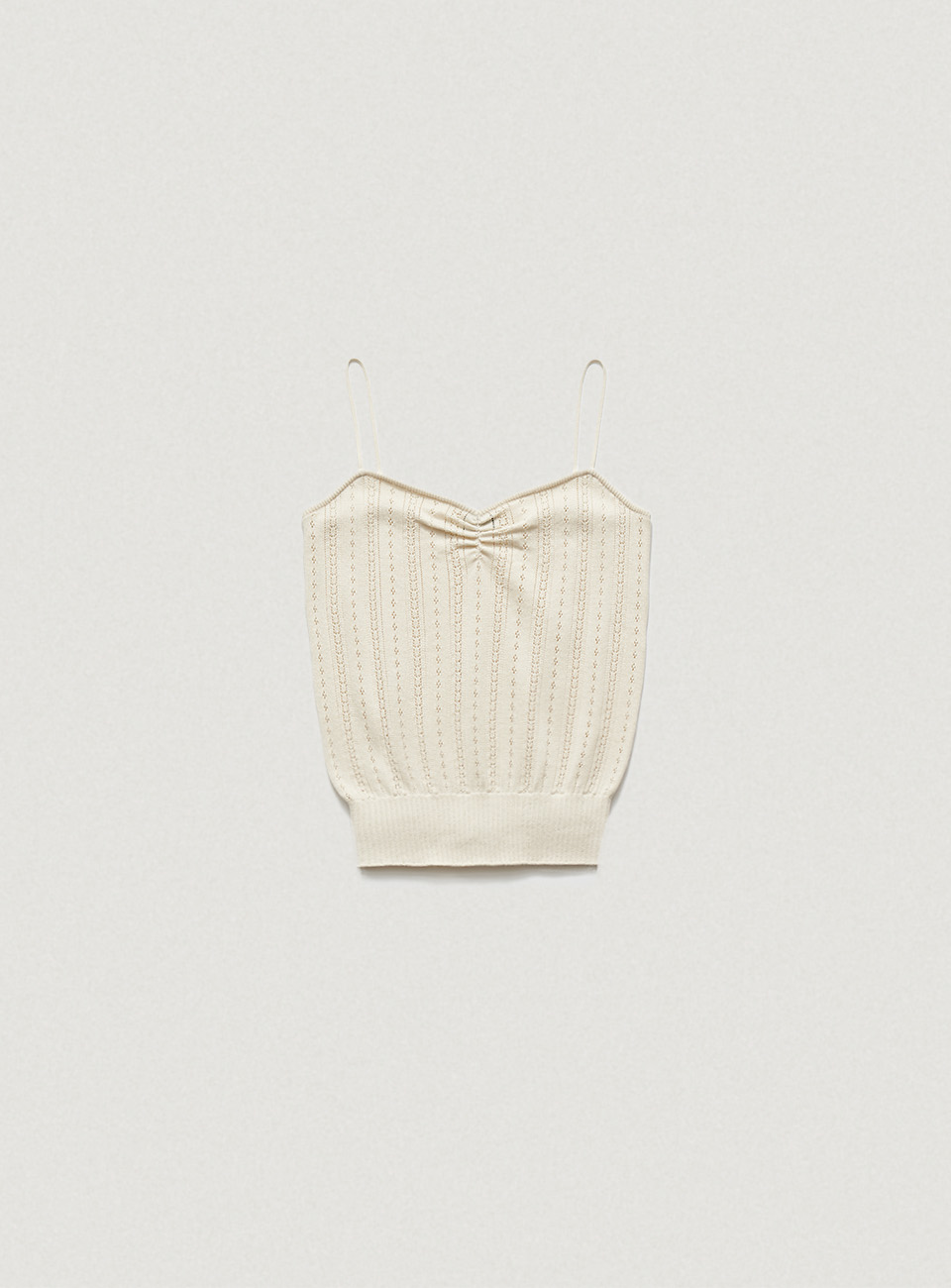 Ivory Pointelle Knit Strap Top