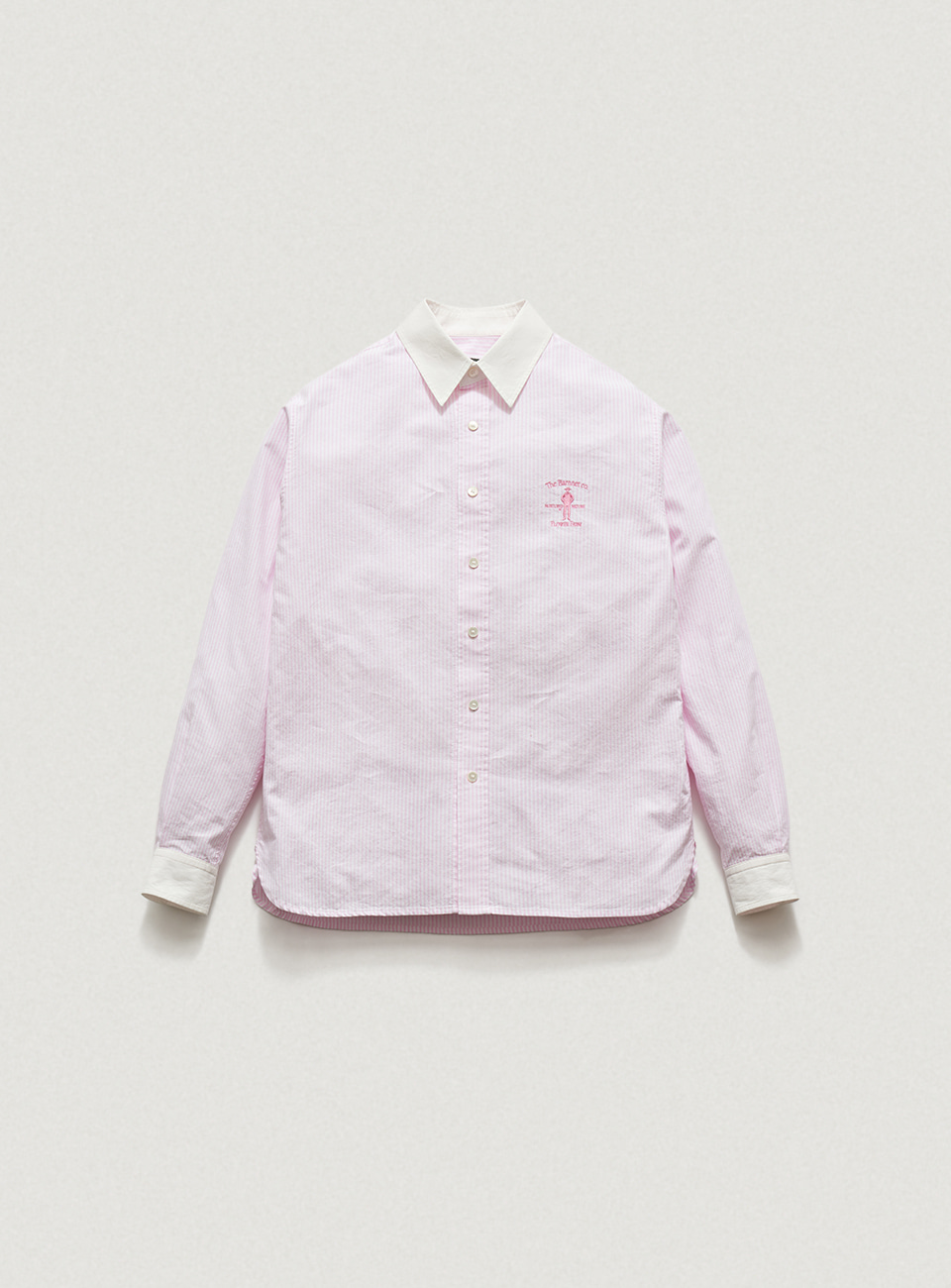 Pink Striped Flower Farm Uniform Shirt [6월 중순 순차 배송]